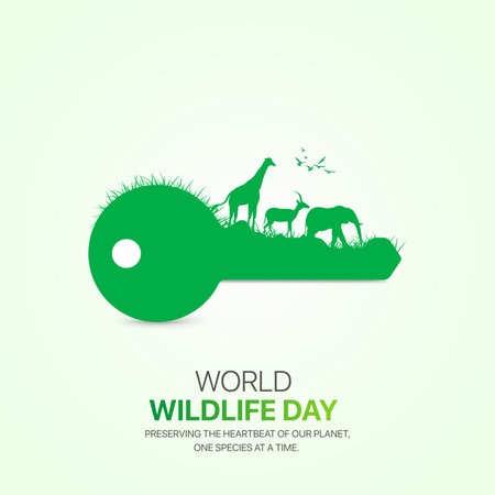 World wildlife day creative ads design. March 3 wildlife Day social media posterのイラスト素材
