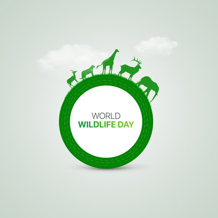 World wildlife day creative ads design. March 3 wildlife Day social media posterのイラスト素材