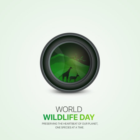 World wildlife day creative ads design. March 3 wildlife Day social media posterのイラスト素材