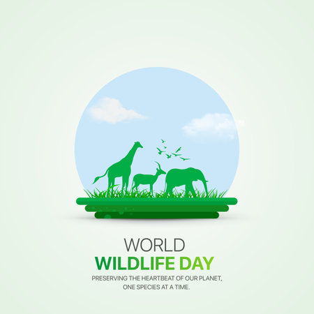 World wildlife day creative ads design. March 3 wildlife Day social media posterのイラスト素材