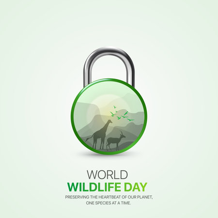 World wildlife day creative ads design. March 3 wildlife Day social media posterのイラスト素材
