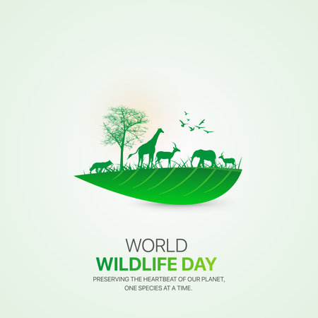 World wildlife day creative ads design. March 3 wildlife Day social media posterのイラスト素材
