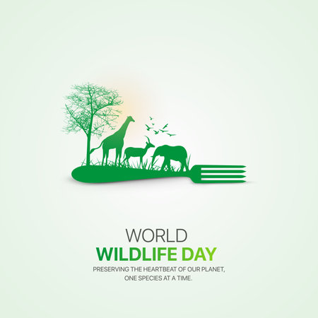 World wildlife day creative ads design. March 3 wildlife Day social media posterのイラスト素材