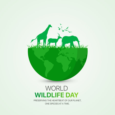 World wildlife day creative ads design. March 3 wildlife Day social media posterのイラスト素材