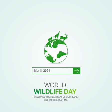 World wildlife day creative ads design. March 3 wildlife Day social media posterのイラスト素材