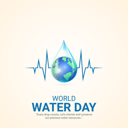 World water day. water day creative ads design March 22. social media poster, vector, 3D illustration.のイラスト素材