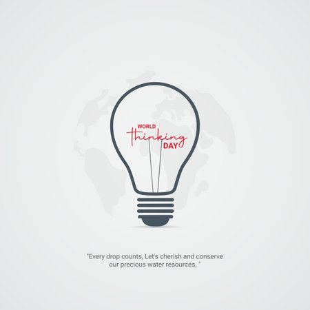 World Thinking Day. World Thinking Day creative ads design Feb 22 . social media poster, vector, 3D illustration.のイラスト素材
