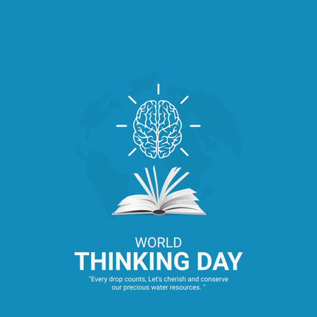 World Thinking Day. World Thinking Day creative ads design Feb 22 . social media poster, vector, 3D illustration.のイラスト素材