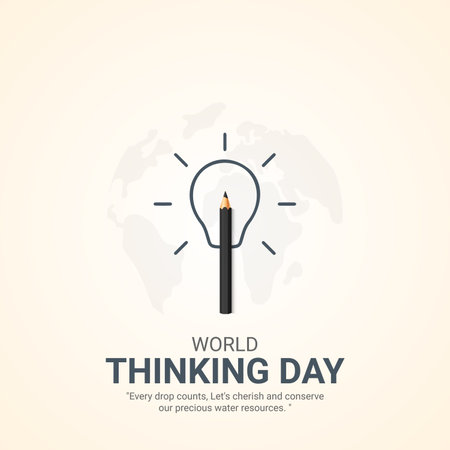 World Thinking Day. World Thinking Day creative ads design Feb 22 . social media poster, vector, 3D illustration.のイラスト素材