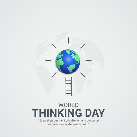 World Thinking Day. World Thinking Day creative ads design Feb 22 . social media poster, vector, 3D illustration.のイラスト素材