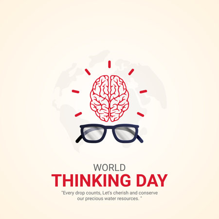World Thinking Day. World Thinking Day creative ads design Feb 22 . social media poster, vector, 3D illustration.のイラスト素材