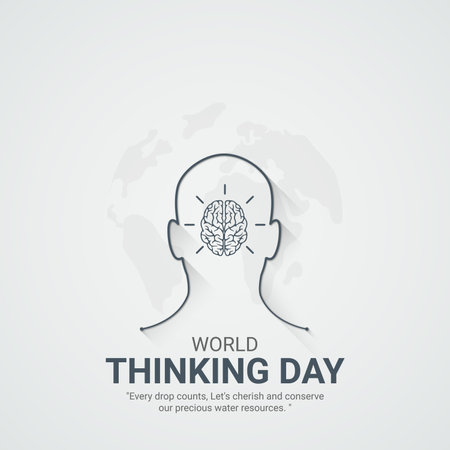 World Thinking Day. World Thinking Day creative ads design Feb 22 . social media poster, vector, 3D illustration.のイラスト素材