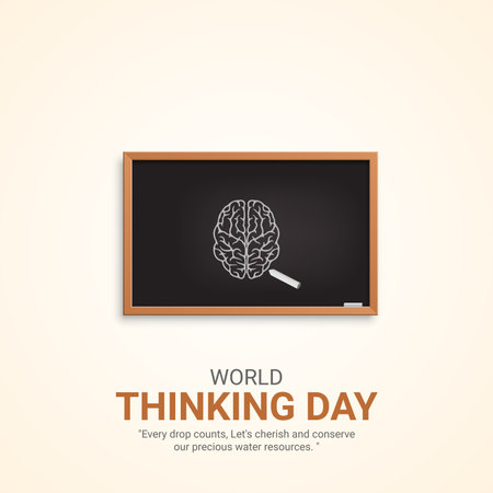 World Thinking Day. World Thinking Day creative ads design Feb 22 . social media poster, vector, 3D illustration.のイラスト素材