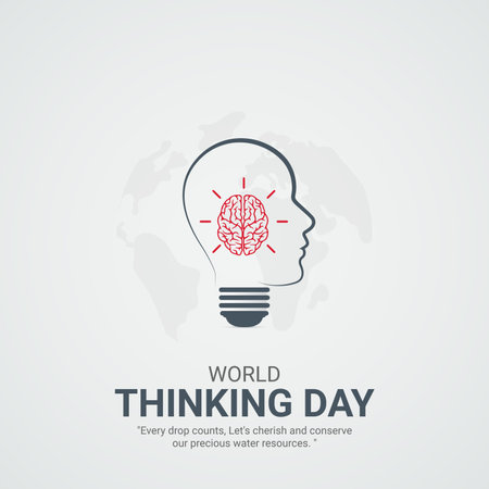 World Thinking Day. World Thinking Day creative ads design Feb 22 . social media poster, vector, 3D illustration.のイラスト素材