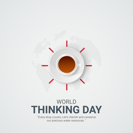 World Thinking Day. World Thinking Day creative ads design Feb 22 . social media poster, vector, 3D illustration.のイラスト素材