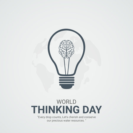 World Thinking Day. World Thinking Day creative ads design Feb 22 . social media poster, vector, 3D illustration.のイラスト素材