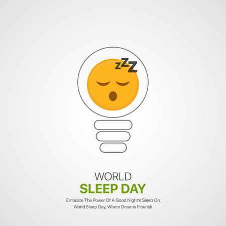 World sleep day. sleep day creative ads design March 15. social media poster, vector, 3D illustration.のイラスト素材