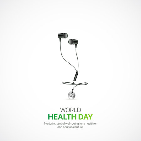 world health day. world health day creative ads design April 7. social media poster, vector, 3D illustration.のイラスト素材