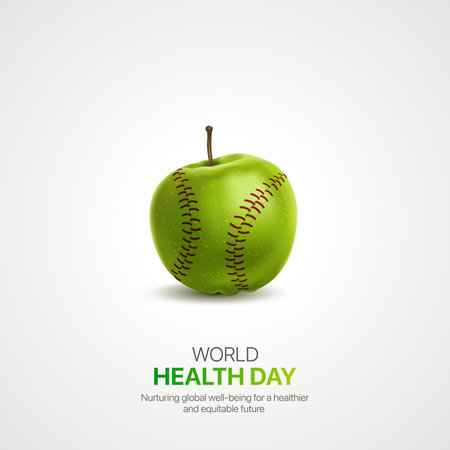 world health day. world health day creative ads design April 7. social media poster, vector, 3D illustration.のイラスト素材