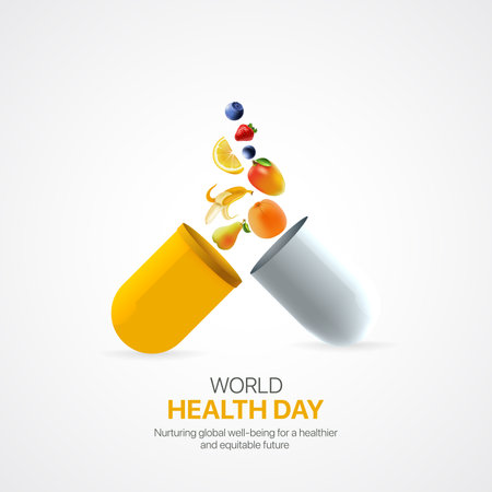 world health day. world health day creative ads design April 7. social media poster, vector, 3D illustration.のイラスト素材