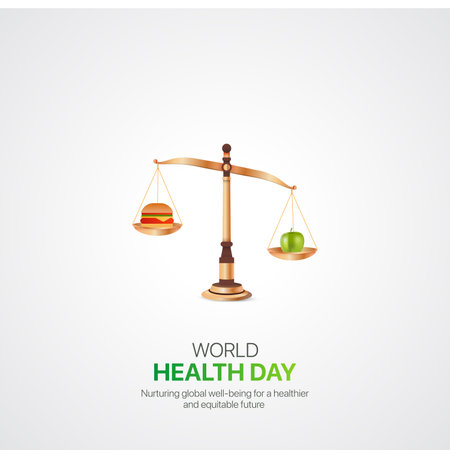 world health day. world health day creative ads design April 7. social media poster, vector, 3D illustration.のイラスト素材