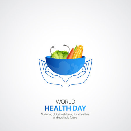 world health day. world health day creative ads design April 7. social media poster, vector, 3D illustration.のイラスト素材