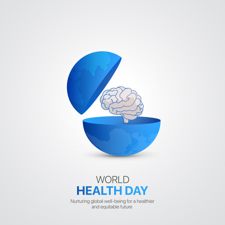 world health day. world health day creative ads design April 7. social media poster, vector, 3D illustration.のイラスト素材