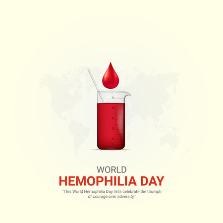world hemophilia day. world hemophilia day creative ads design April 17. social media poster, vector, 3D illustration.のイラスト素材