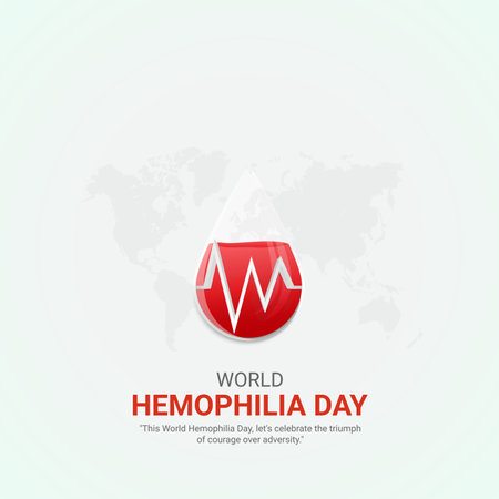 world hemophilia day. world hemophilia day creative ads design April 17. social media poster, vector, 3D illustration.のイラスト素材