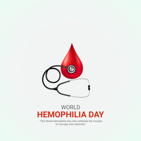 world hemophilia day. world hemophilia day creative ads design April 17. social media poster, vector, 3D illustration.のイラスト素材