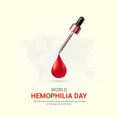 world hemophilia day. world hemophilia day creative ads design April 17. social media poster, vector, 3D illustration.のイラスト素材