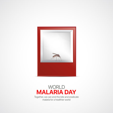 world malaria day. world malaria day creative ads design April 25. social media poster, vector, 3D illustration.のイラスト素材