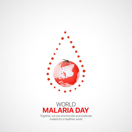 world malaria day. world malaria day creative ads design April 25. social media poster, vector, 3D illustration.のイラスト素材