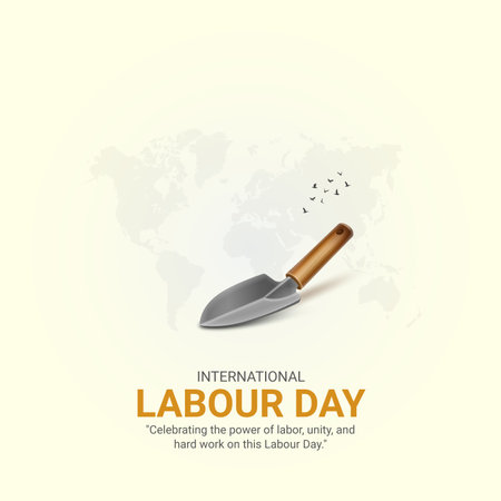 international Labor Day. Labor Day creative ads design May 1. social media poster, vector, 3D illustration.のイラスト素材