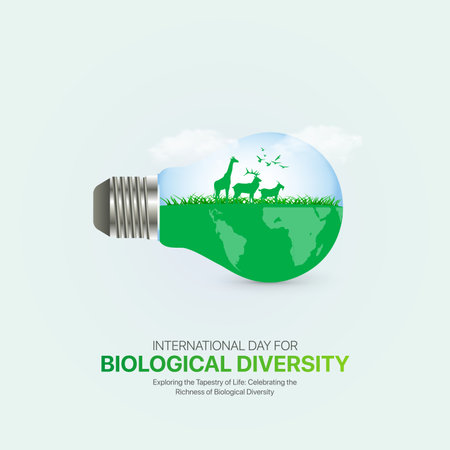 International Day for Biological Diversity.Biological Diversity creative ads design. social media post, vector, 3D illustration.のイラスト素材
