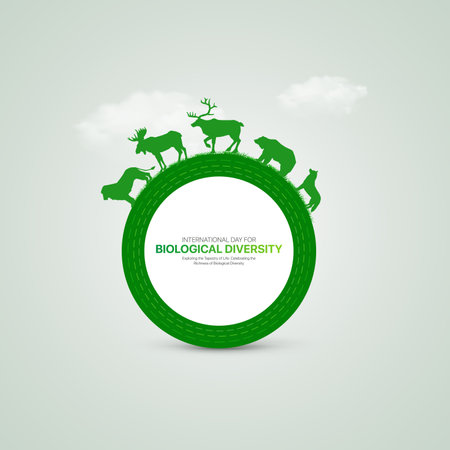 International Day for Biological Diversity.Biological Diversity creative ads design. social media post, vector, 3D illustration.のイラスト素材