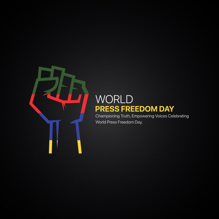 world press freedom day. press freedom day creative ads design may 3. social media poster, vector, 3D illustration.のイラスト素材