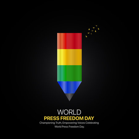 world press freedom day. press freedom day creative ads design may 3. social media poster, vector, 3D illustration.のイラスト素材