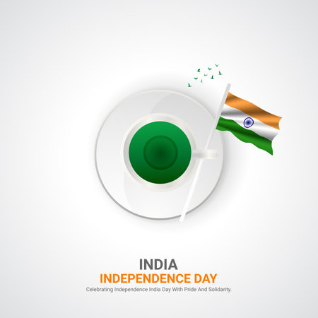 Indian Independence Day,Indian Independence Day creative ads design. social media post vector 3D illustration.のイラスト素材