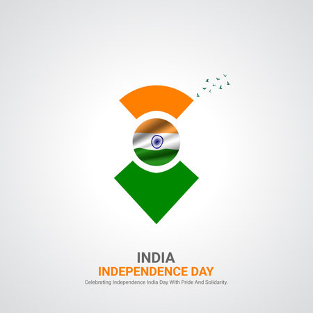 Indian Independence Day,Indian Independence Day creative ads design. social media post vector 3D illustration.のイラスト素材