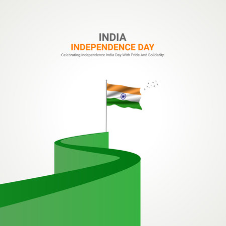 Indian Independence Day,Indian Independence Day creative ads design. social media post vector 3D illustration.のイラスト素材