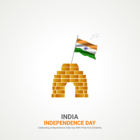Indian Independence Day,Indian Independence Day creative ads design. social media post vector 3D illustration.のイラスト素材