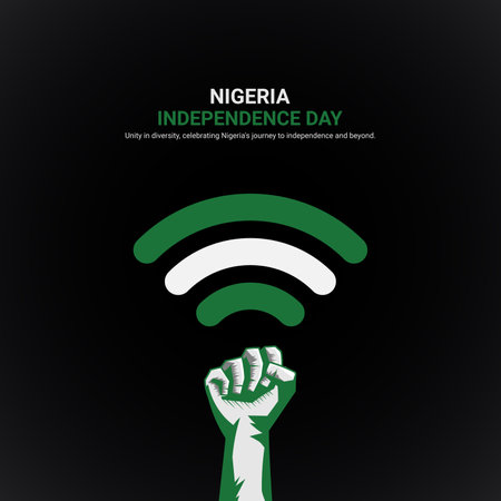 nigeria independence day. nigeria independence day creative ads design. social media post, vector, 3D illustration.のイラスト素材