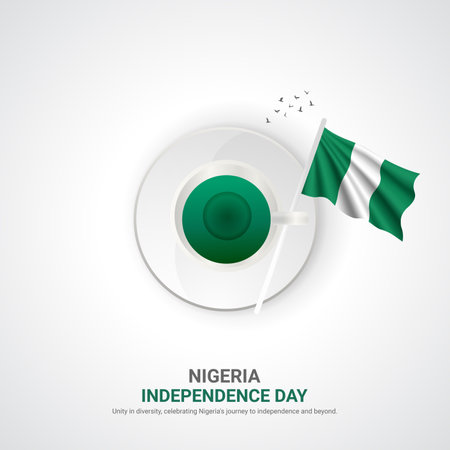 nigeria independence day. nigeria independence day creative ads design. social media post, vector, 3D illustration.のイラスト素材