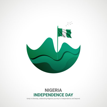 nigeria independence day. nigeria independence day creative ads design. social media post, vector, 3D illustration.のイラスト素材