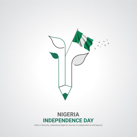 nigeria independence day. nigeria independence day creative ads design. social media post, vector, 3D illustration.のイラスト素材