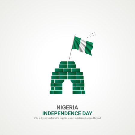 nigeria independence day. nigeria independence day creative ads design. social media post, vector, 3D illustration.のイラスト素材