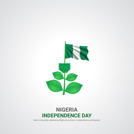 nigeria independence day. nigeria independence day creative ads design. social media post, vector, 3D illustration.のイラスト素材
