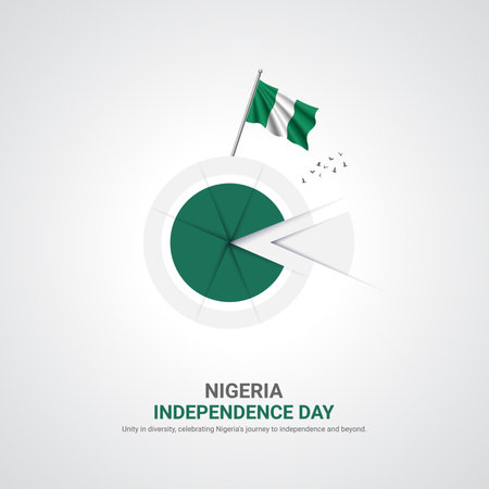 nigeria independence day. nigeria independence day creative ads design. social media post, vector, 3D illustration.のイラスト素材