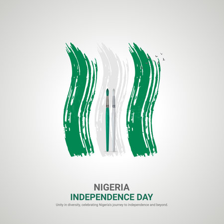 nigeria independence day. nigeria independence day creative ads design. social media post, vector, 3D illustration.のイラスト素材
